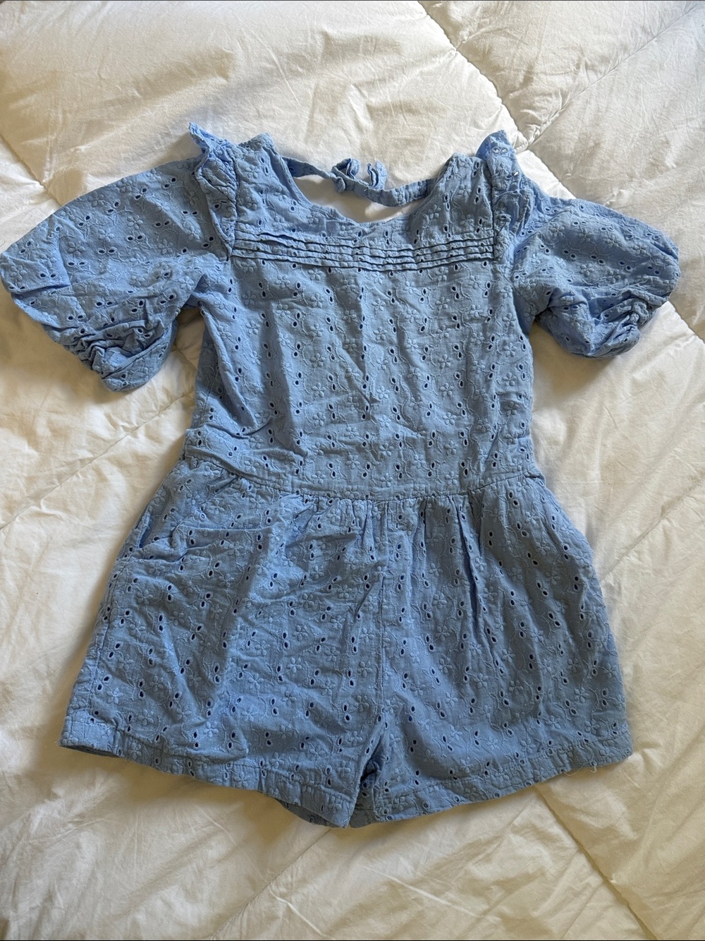 Janie and Jack Light Blue Eyelet Romper